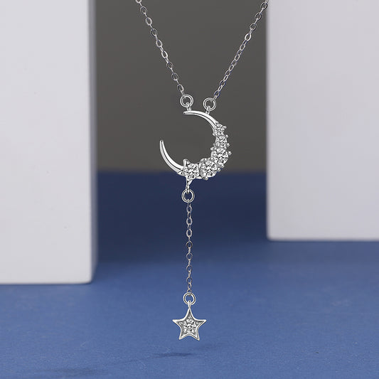Moon Star Drop Pendant Necklace