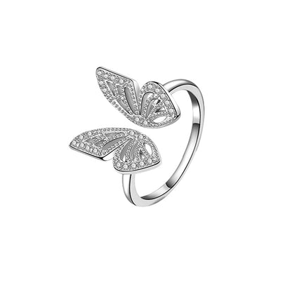 Dainty Diamond Studded Butterfly Ring - Adjustable