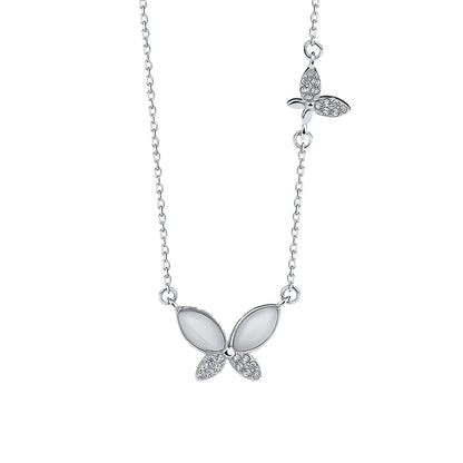 White Butterfly Charm Pendant Necklace