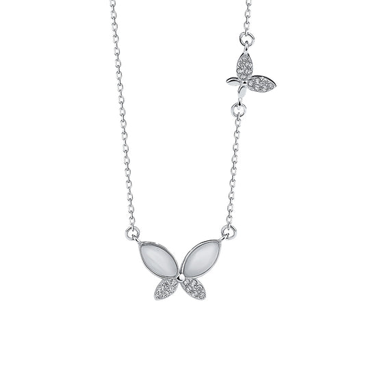 White Butterfly Charm Pendant Necklace