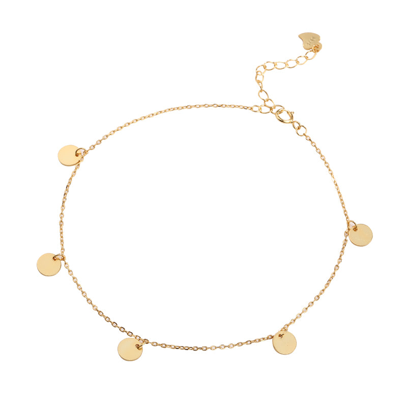 Round Décor Charms Anklet - 18K Gold Plated