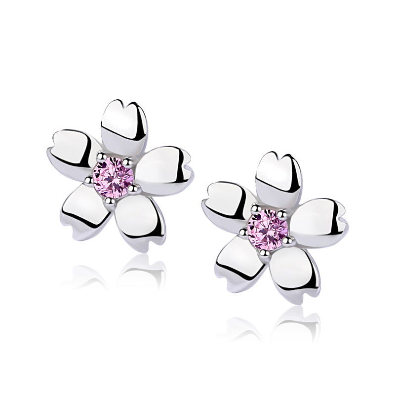 Cherry Pink Flower Studs