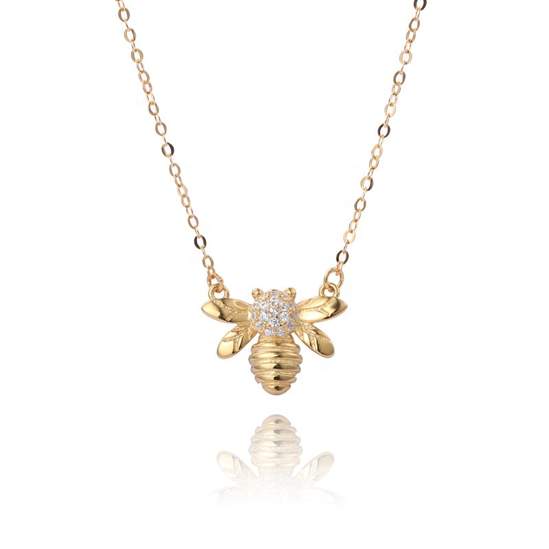 Honey Bee Pendant Necklace - 24K Gold Plated