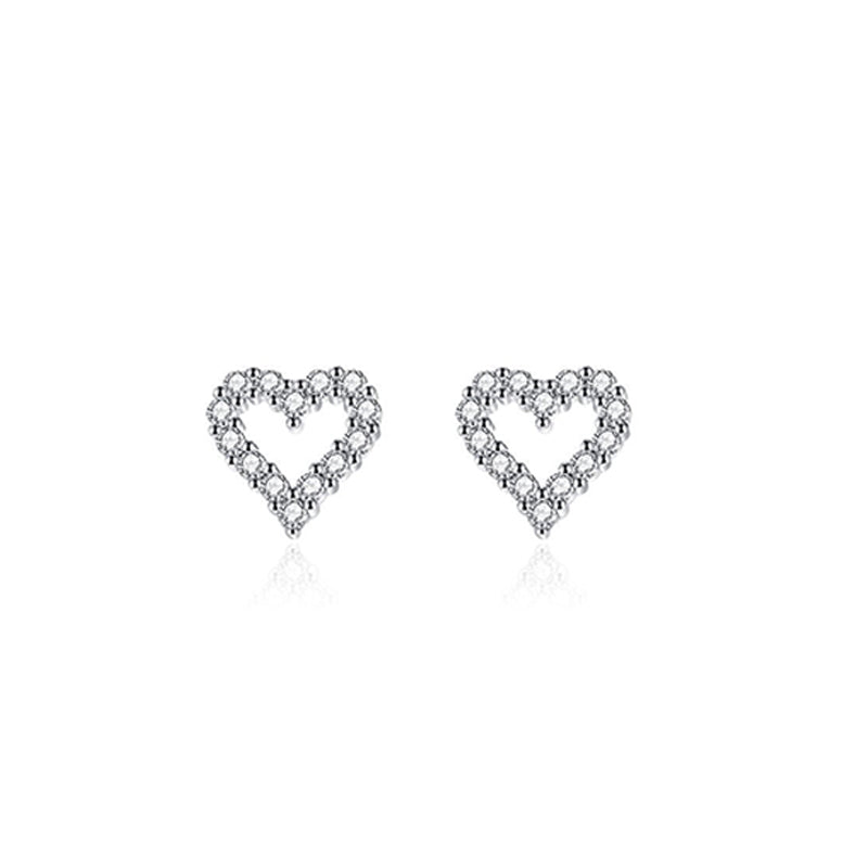 Diamond Inlaid Heart Studs