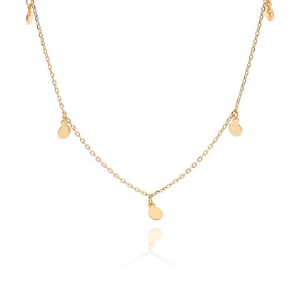 Round Décor Charms Necklace - 24K Gold Plated