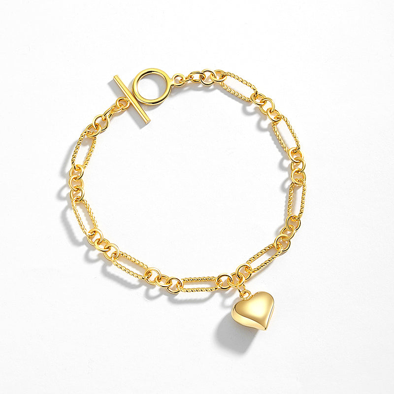 Chunky Heart Link Bracelet - 18K Gold Plated