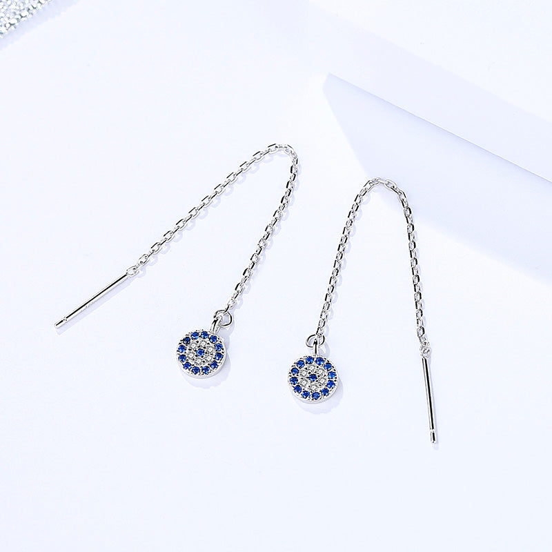 Blue Evil Eye Threader Earrings (Sui Dhaaga)