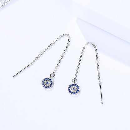 Blue Evil Eye Threader Earrings (Sui Dhaaga)