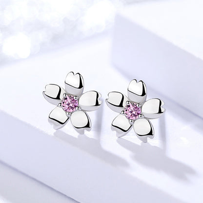 Cherry Pink Flower Studs