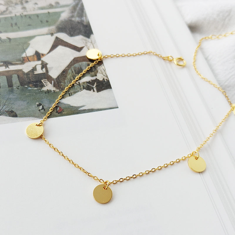 Round Décor Charms Anklet - 18K Gold Plated