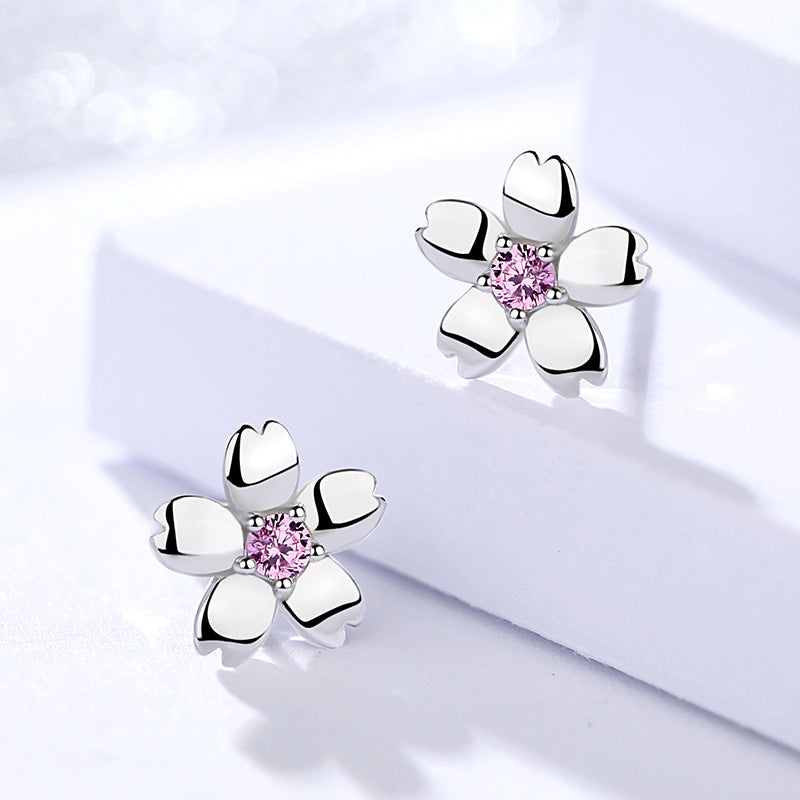 Cherry Pink Flower Studs