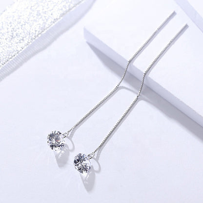 Round Diamond Threader Earrings