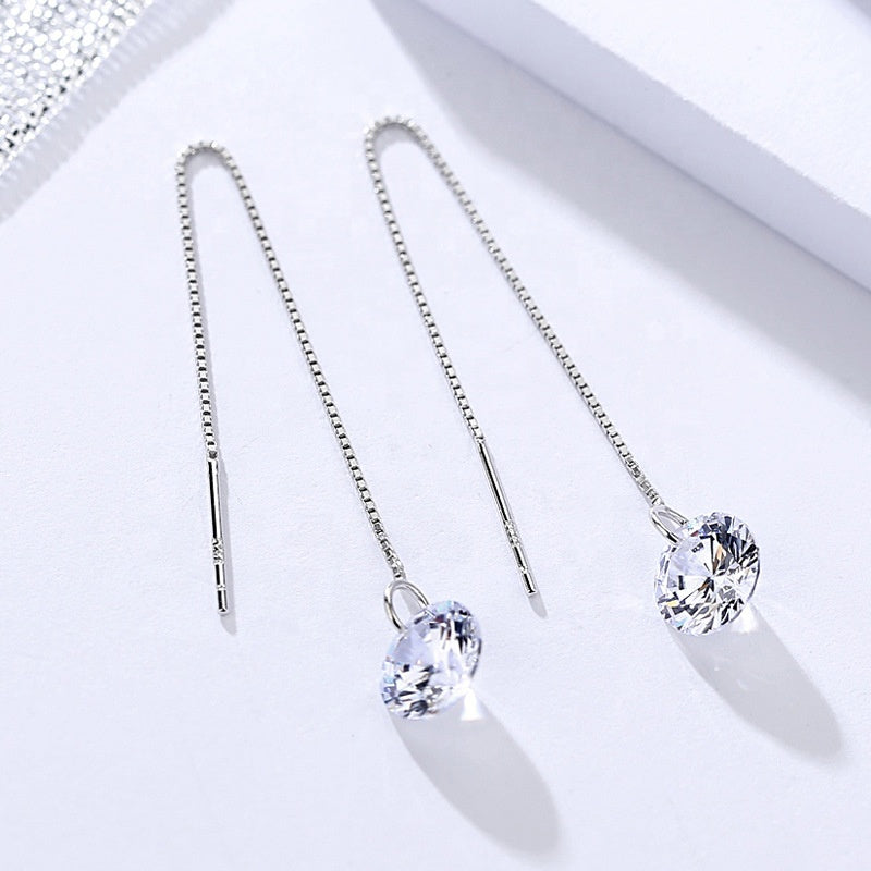 Round Diamond Threader Earrings