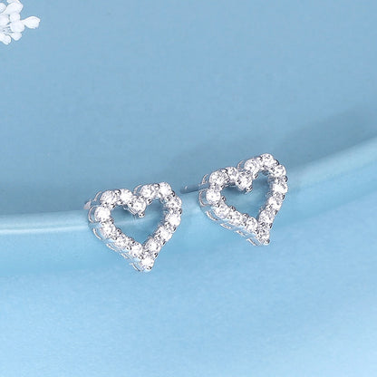 Diamond Inlaid Heart Studs