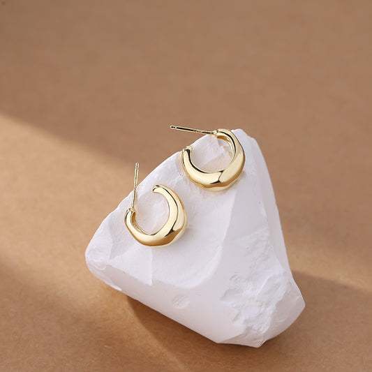 C Shaped Bold Studs - 18K Gold Plated