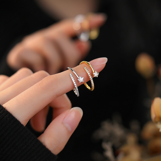 Shooting Star Ring - Adjustable - 18K Gold Plated