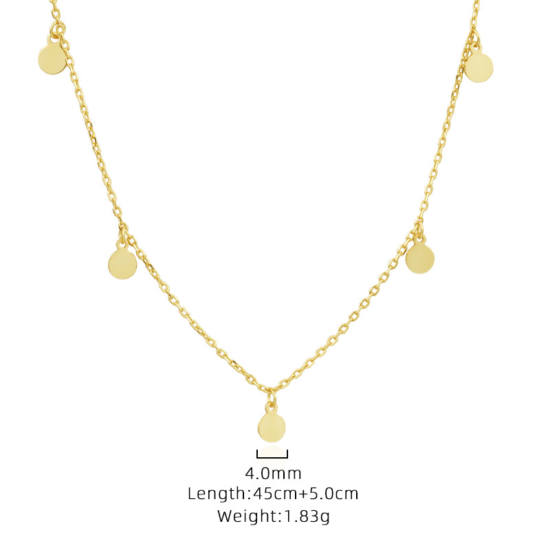 Round Décor Charms Necklace - 24K Gold Plated