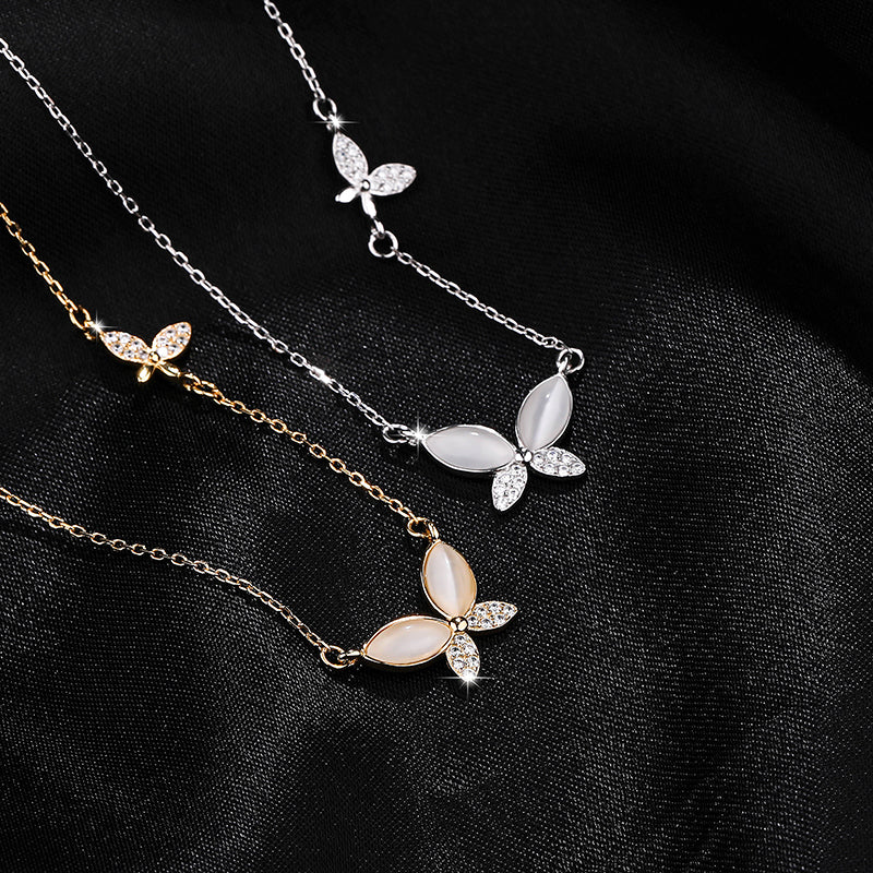 White Butterfly Charm Pendant Necklace