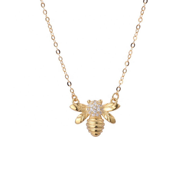 Honey Bee Pendant Necklace - 24K Gold Plated