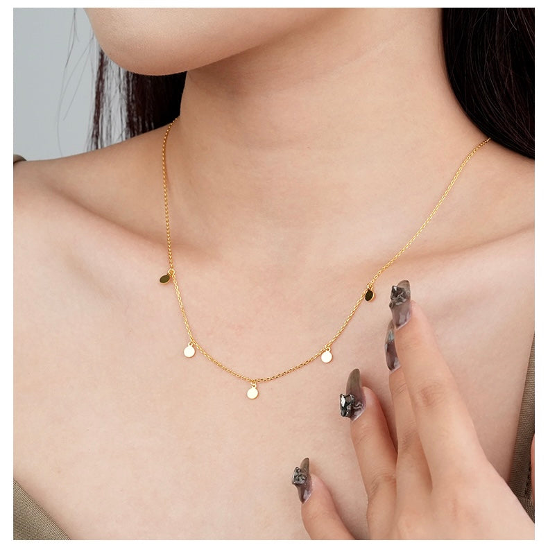 Round Décor Charms Necklace - 24K Gold Plated