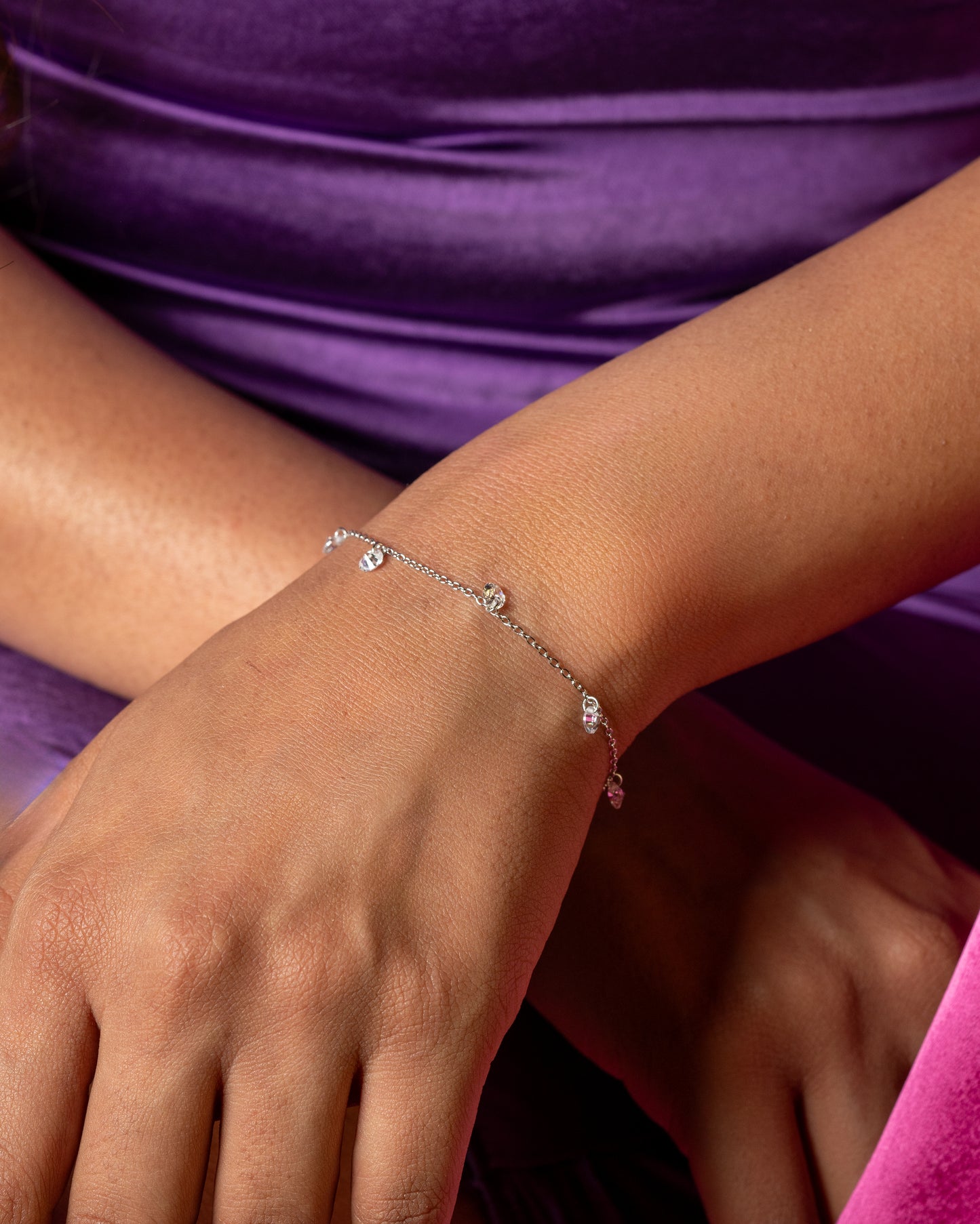 Shiny Solitaire Charms Bracelet