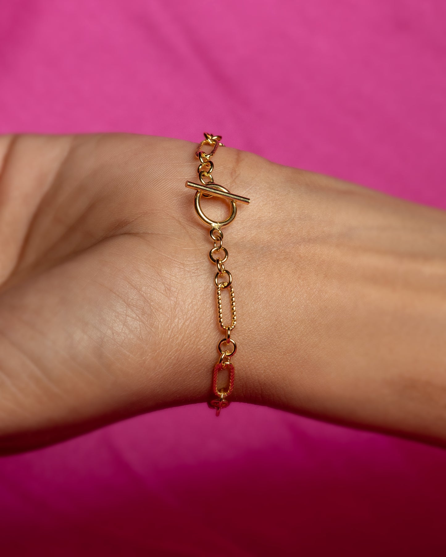 Chunky Heart Link Bracelet - 18K Gold Plated