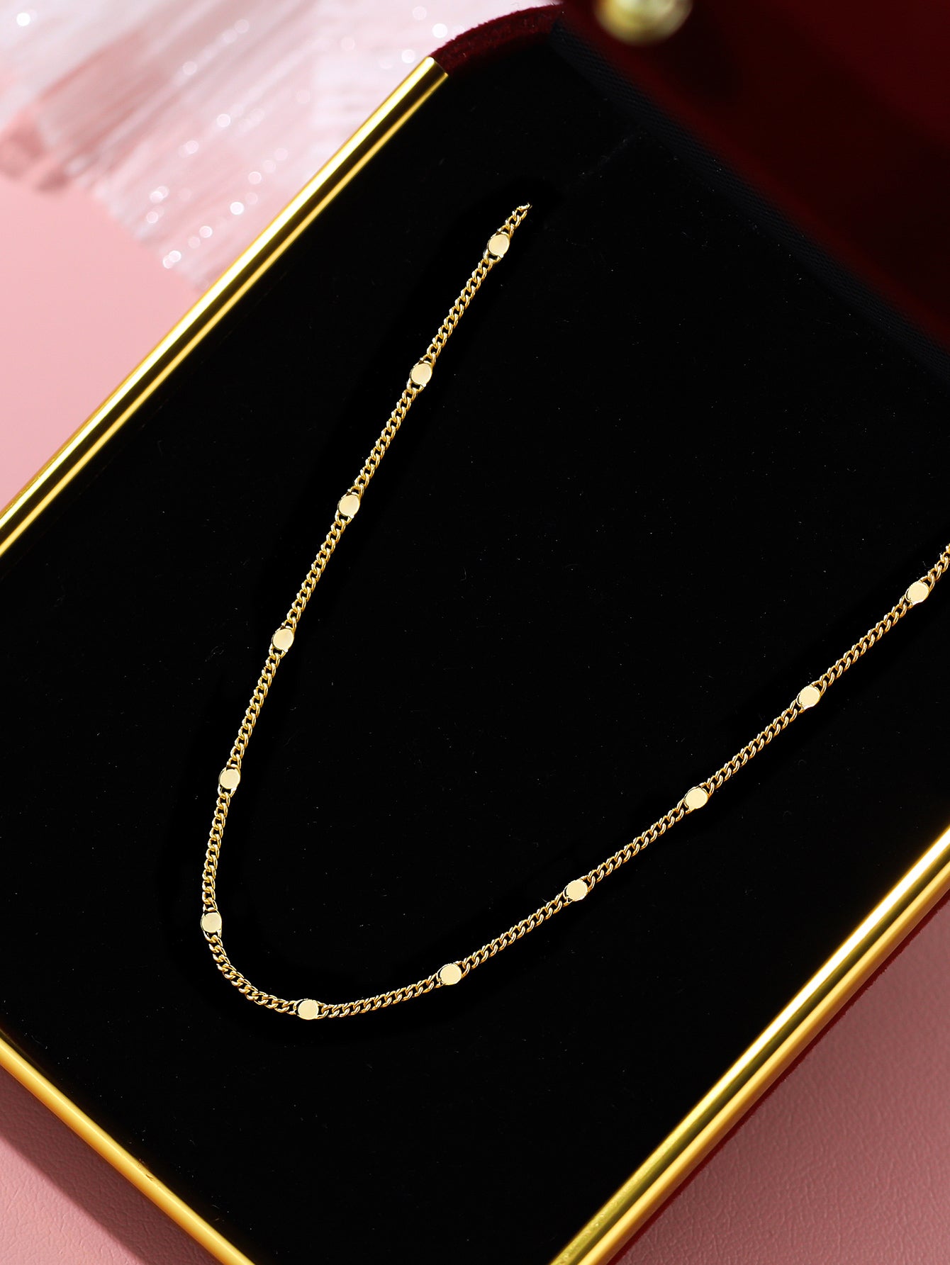 Single Layered Beaded Chain - Gold Plated